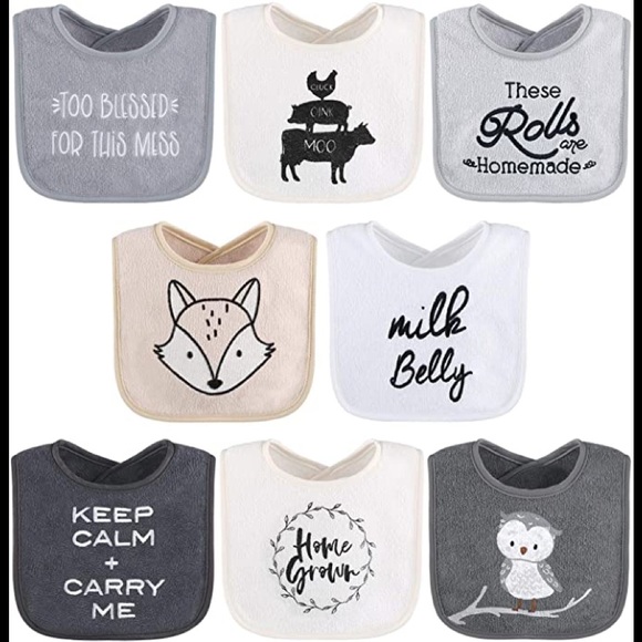 Baby Bibs Other - New "Pack Of 8" Adjustable Bibs Newborn-Toddler Teething Safe